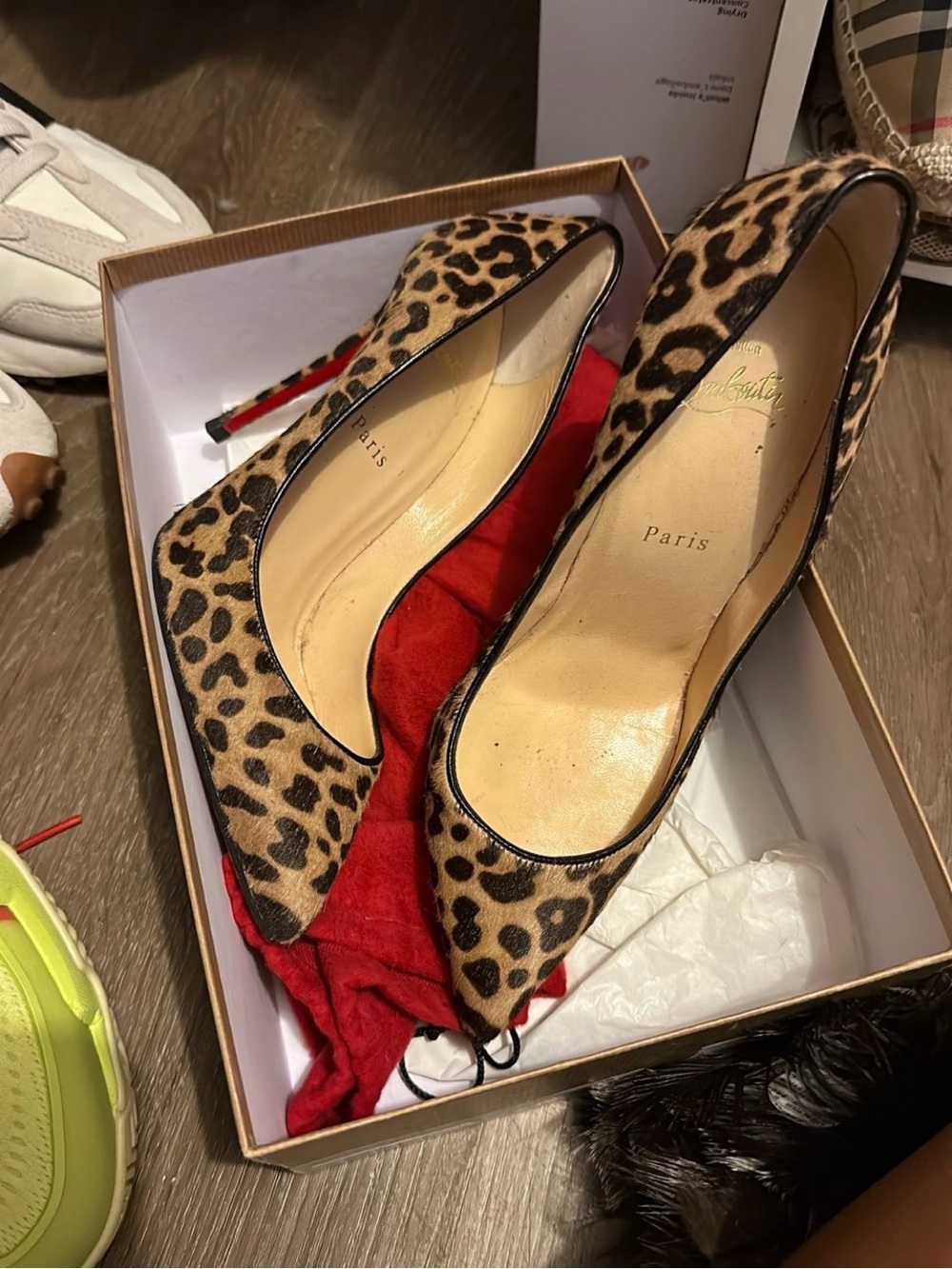 Christian Louboutin Leopard Print Pointed Toe Pumps - Brown Black
